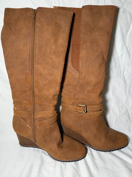 SOUL Naturalizer Shoes - SOUL Naturalizer Tan Wedge Knee-High Boots with Buckle
